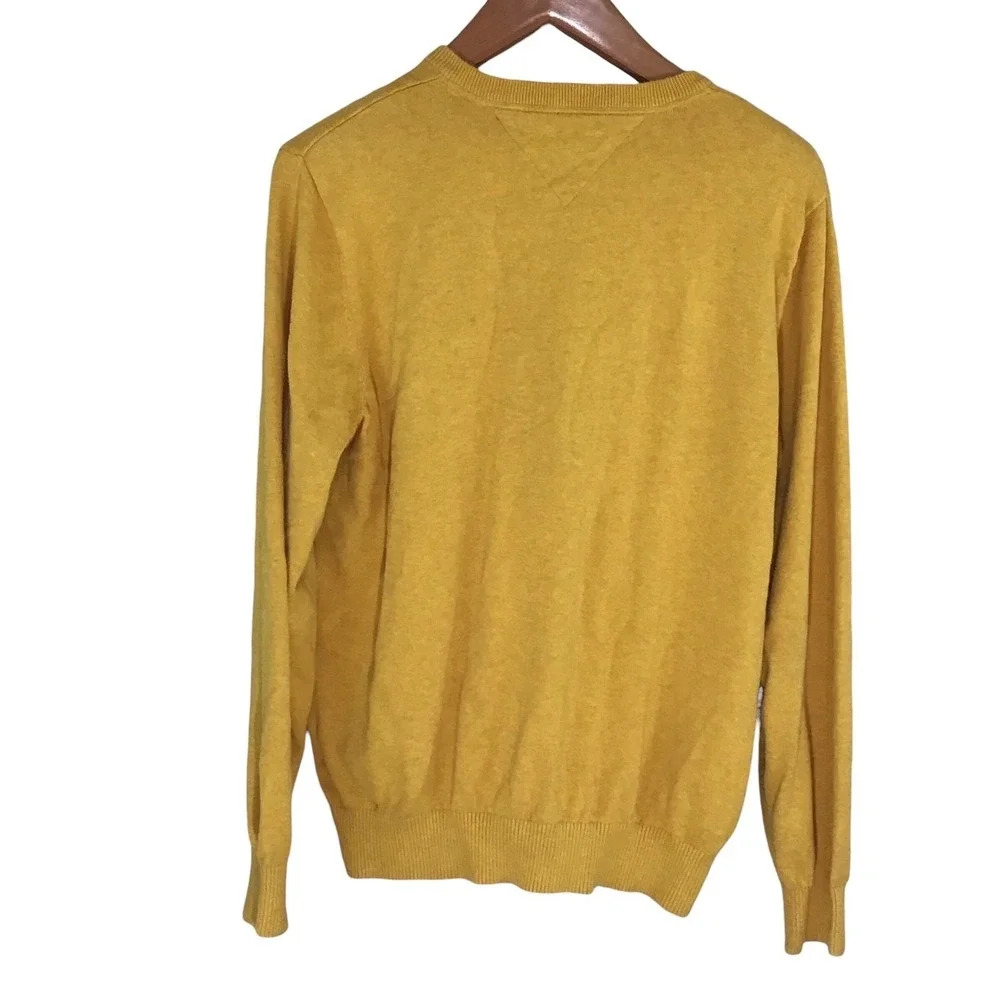 Tommy Hilfiger Mustard Yellow V Neck Sweater L 100%‎ Cotton